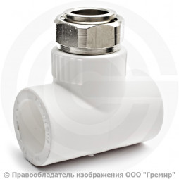 Тройник PP-R комбинированный белый с накидной гайкой Дн 25-3/4" Pro Aqua