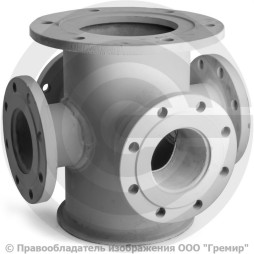 Крест с пожарной подставкой фланцевый ППКФ стальной Ду 200-150