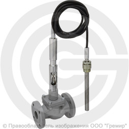 Регулятор температуры прямого действия РТПД чугунный фланцевый Ду-25 Ру-16 Kvy=10 м3/ч с термосистемой ТС-3 Энерготехномаш