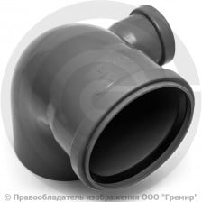 Отвод PP-H с выходом правый серый Дн 110-50 87гр б/нап в/к VALFEX