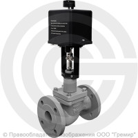 Клапан регулирующий двухходовой чугунный фланцевый Ду-20 Ру-16 Kvy=6,3 м3/ч с электроприводом LEA-1200 220В с датчиком 4-20mA 25ч945нж Энерготехномаш