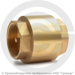 Клапан обратный осевой латунный Ду-50 (2") Ру-16 ВР (ВН) (Т<100°С) шток латунь Китай