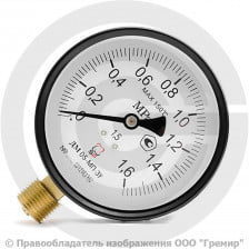 Манометр радиальный диаметр 100мм 0-16 кгс/см2 (0-1,6 МПа) G1/2" ДМ05-МП-3У Стеклоприбор