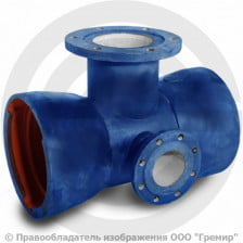 Тройник с пожарной подставкой раструб-фланец ППТРФ ВЧШГ с ЦПП Ду 200-100