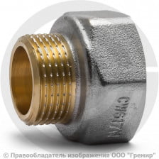 Переход латунный (переходник) ВР-НР (ВН-НАР) Ду 50-40 (2"- 1 1/2") никель Aquasfera
