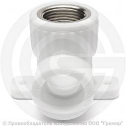 Угольник PP-R комбинированный белый ВР (ВН) Дн 20-1/2" с креплением PRO VALFEX