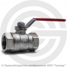 Кран латунный Ду-10 (3/8") Ру-42 ВР (ВН) никель полнопроходной красный рычаг Giacomini R950