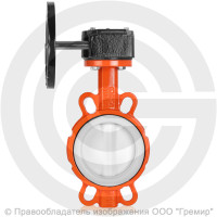 Затвор дисковый поворотный межфланцевый с редуктором Ду-250 Ру-16 PTFE с нержавеющим диском+PTFE Helver VBS-143