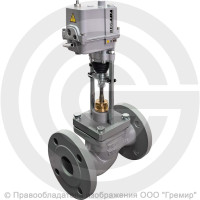 Клапан регулирующий двухходовой чугунный фланцевый Ду-15 Ру-16 Kvy=4 м3/ч с электроприводом Regada ST mini 220В без датчика 25ч945нж Энерготехномаш