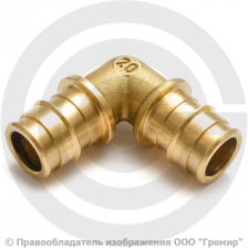 Угольник латунный для PE-X труб Дн 20 90гр РОС