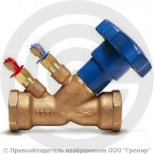 Клапан балансировочный ручной бронзовый муфтовый Ду-25 Ру-25 ВР (ВН) Kvs=6.6м3/ч с измерительными ниппелями серии VIR9505 АДЛ