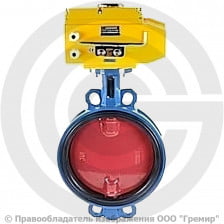 Затвор дисковый поворотный межфланцевый Ду-65 Ру-16 EPDM с чугунным диском Tecofi VPI4449-N04EP с электроприводом Nutork 400В