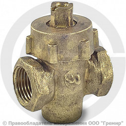 Кран латунный пробко-сальниковый Ду-25 (1") Ру-10 ВР (ВН) пробка комбинированная ККАЗ 11б6бк