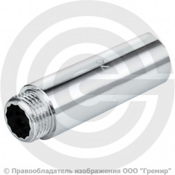 Удлинитель латунный ВР-НР (ВН-НАР) Ду-15 (1/2") L=10мм хром Aquasfera