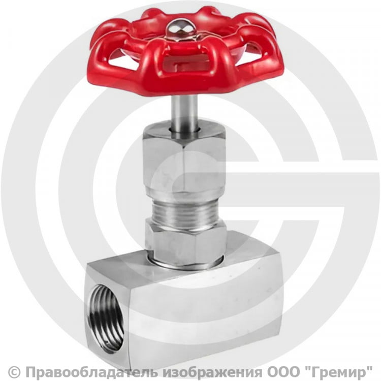 Клапан запорный игольчатый нержавеющий муфтовый Ду-8 (1/4") Ру-400 ВР ...
