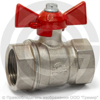 Кран латунный Ду-25 (1") Ру-40 ВР (ВН) муфтовый никель бабочка VALFEX 11Б27фт1М Кран латунный Ду-25 (1") Ру-40 ВР (ВН) муфтовый никель бабочка VALFEX 11Б27фт1М