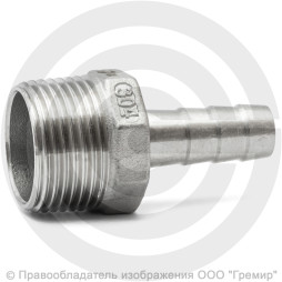 Штуцер под шланг "елочка" нержавеющий AISI 304 Ду 25-15мм (1"-15мм)