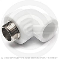 Угольник PP-R комбинированный белый НР (НАР) Дн 32-3/4" 90гр Китай