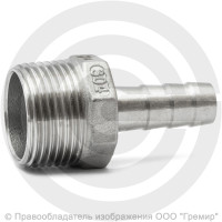 Штуцер под шланг "елочка" нержавеющий AISI 304 Ду 32-32мм (1 1/4"-32мм)