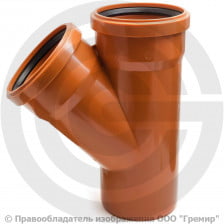 Тройник НПВХ (ПВХ) с раструбом коричневый Дн 110-110 45гр б/нап в/к Агригазполимер