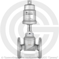 Клапан запорно-регулирующий нержавеющий фланцевый Ду-15 Ру-16 Kvs=3,8м3/ч с нержавеющим пневмоприводом 50мм PV-F Helver