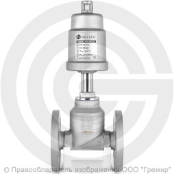 Клапан запорно-регулирующий нержавеющий фланцевый Ду-20 Ру-16 Kvs=6,7м3/ч с нержавеющим пневмоприводом 50мм PV-F Helver
