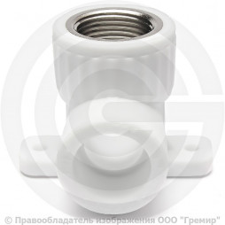 Угольник PP-R комбинированный белый ВР (ВН) Дн 20-1/2" с креплением RTP (РосТурПласт)