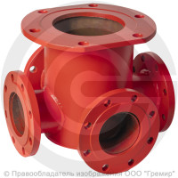 Крест с пожарной подставкой фланцевый ППКФ стальной Ду 350-150 Ру-10 КЗСД Крест с пожарной подставкой фланцевый ППКФ стальной Ду 350-150 Ру-10 КЗСД