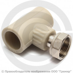 Тройник PP-R комбинированный серый с накидной гайкой Дн 25-1" VALFEX