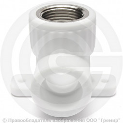 Угольник PP-R комбинированный белый НР (НАР) Дн 25-1/2" с креплением RTP (РосТурПласт)