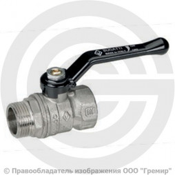 Кран латунный Ду-32 (1 1/4") Ру-20 ВР-НР (ВН-НАР) никель рычаг Bugatti серия 605