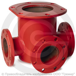 Тройник с пожарной подставкой фланцевый ППТФ стальной Ду 200-150 Ру-16 КЗСД