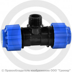 Тройник ПЭ компрессионный Дн 20-3/4"-20 Ру-16 НР (НАР) VALFEX