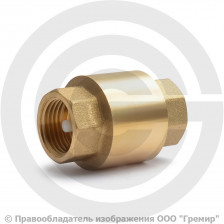Клапан обратный осевой латунный Ду-15 (1/2") Ру-16 ВР (ВН) (Т<100°С) шток пластик Aquasfera 3001