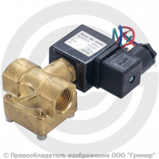 Клапан электромагнитный латунный обратного действия открытый Ду-15 (1/2") Ру-16 ВР (ВН) 24DC NK-0927200K-24DC