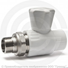 Кран PP-R Дн 25-3/4" НР (НАР) прямой для радиатора белый VALFEX