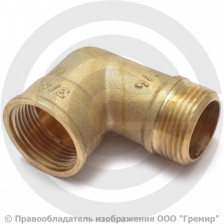 Уголок (угольник) латунный переходной ВР-НР (ВН-НАР) Ду-15 (1/2") VALFEX