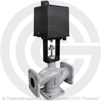 Клапан регулирующий трехходовой смесительный стальной фланцевый на пар Ду-25 Ру-25 Kvy=8 м3/ч с электроприводом LEA-1200 220В с датчиком 4-20mA Энерготехномаш